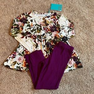 Posh Peanut Corinne peplum top and leggings set 5T